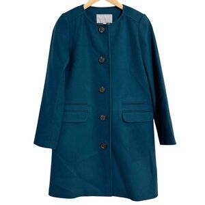 Pure Collection Cashmere Wool Blend Midi Coat Turquoise Women’s Size 4